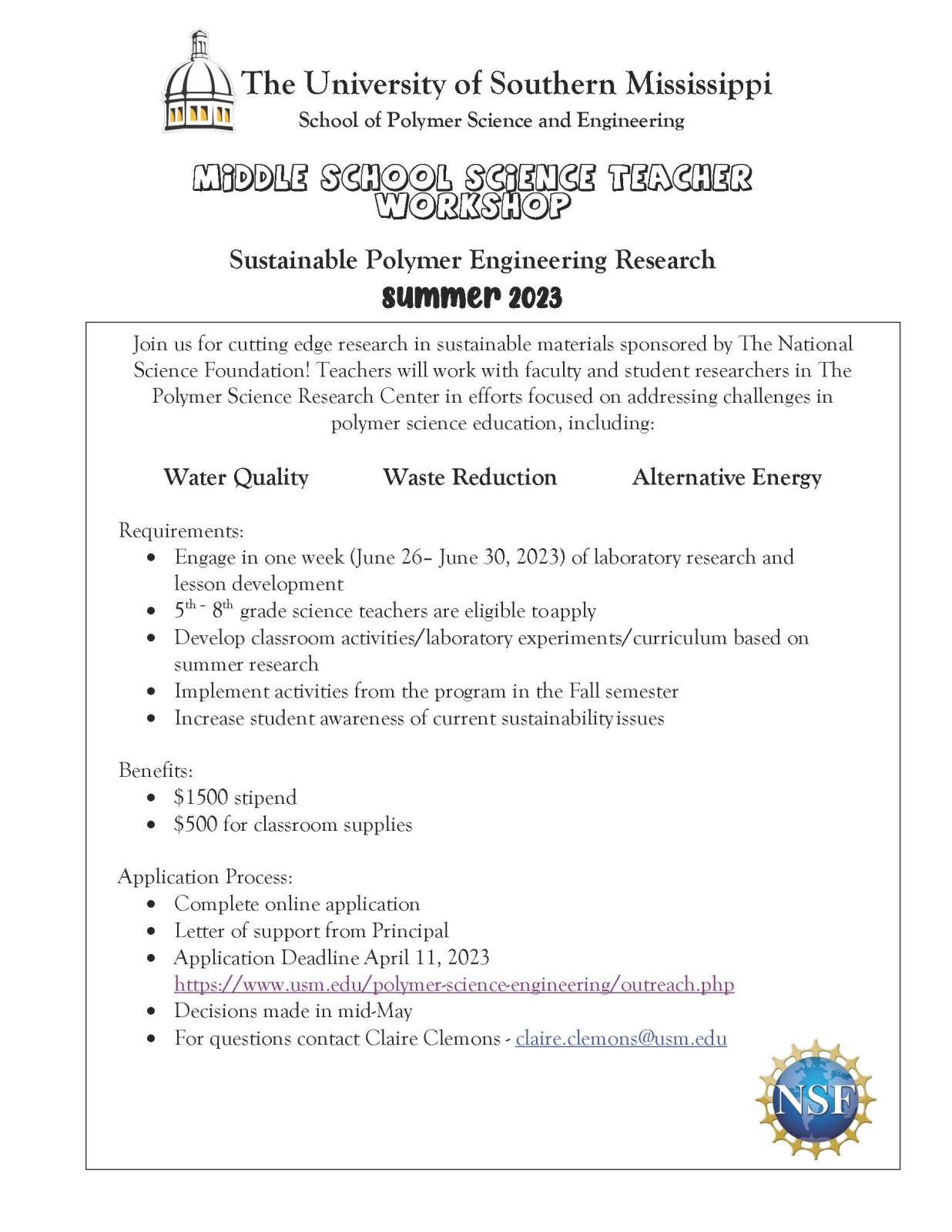 USM Middle School Science Teacher msepscor